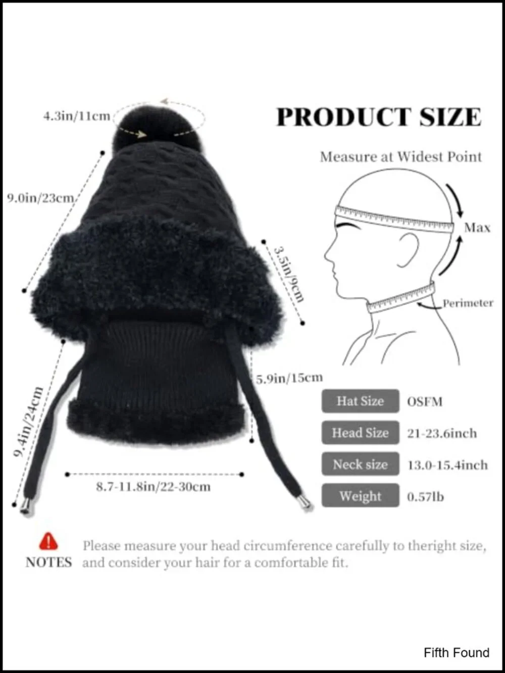 3-in-1 Knit Beanie Hat with Scarf & Mask Balaclava Women Winter
